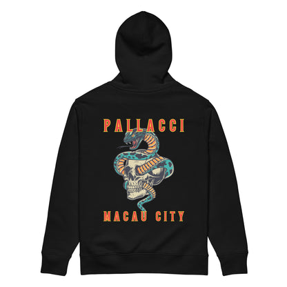 MACAU CITY YEAR OF THE SNAKE PRINTED HOODED SWEATSHIRT unisex-essential-eco-hoodie-black-back-67c0e4046fc76