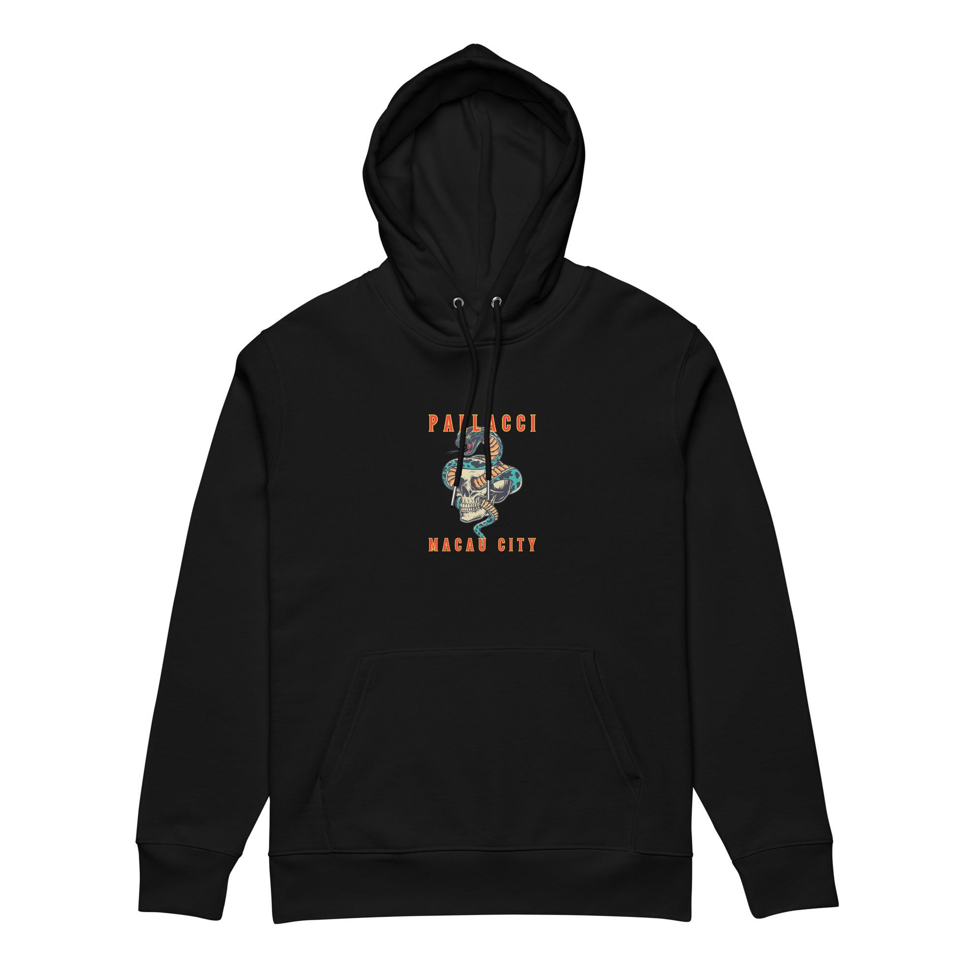 MACAU CITY YEAR OF THE SNAKE PRINTED HOODED SWEATSHIRT 2XL unisex-essential-eco-hoodie-black-front-67c0e4046e91a