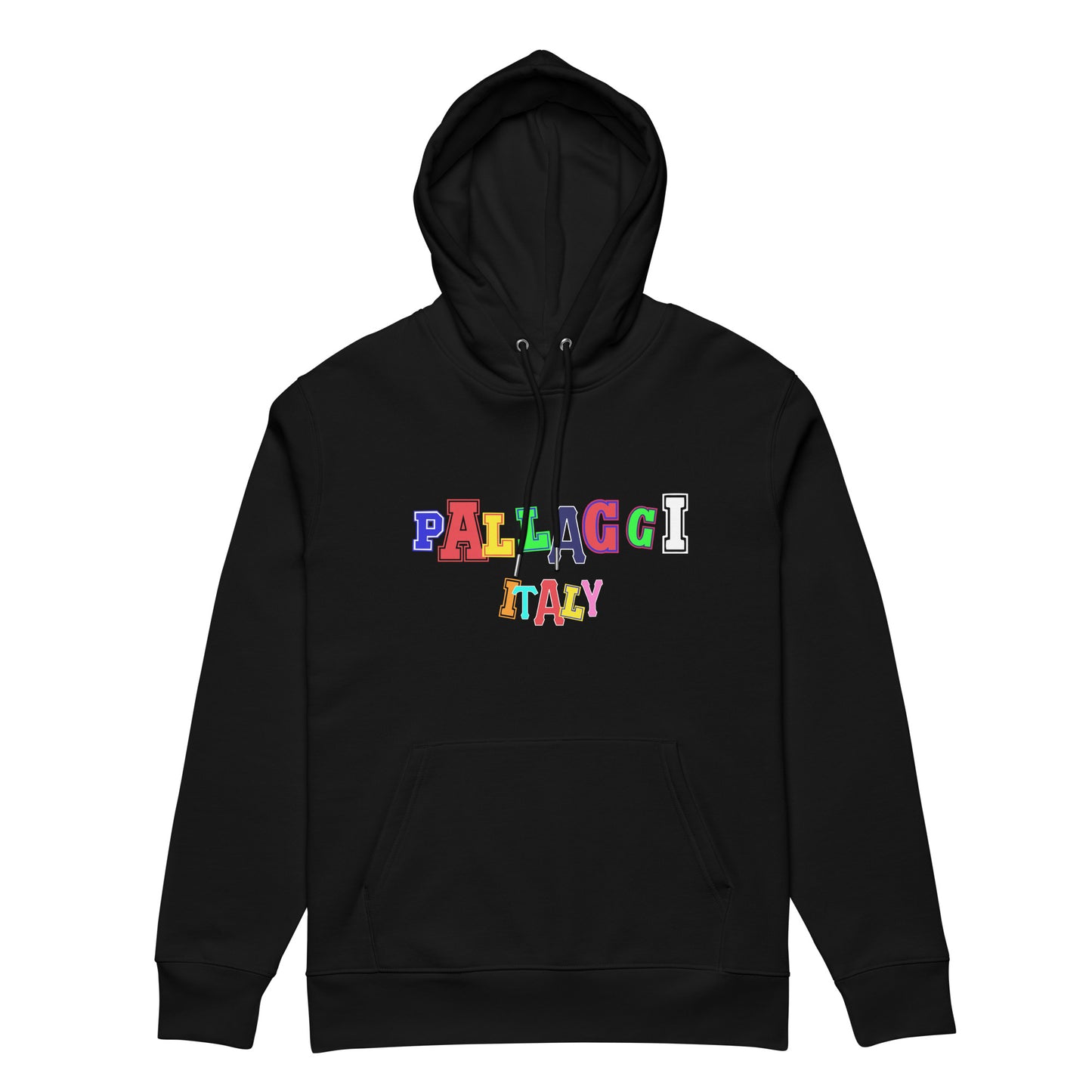 COTTON HOODED SWEATSHIRT WITH COLORI PRINT 2XL unisex-essential-eco-hoodie-black-front-67c0e59159b89